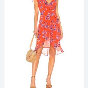 House of Harlow 1960 One Shoulder Red Floral Dress